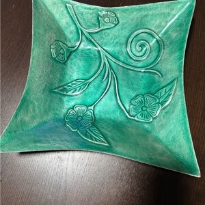 Green Floral Decorative Bowl